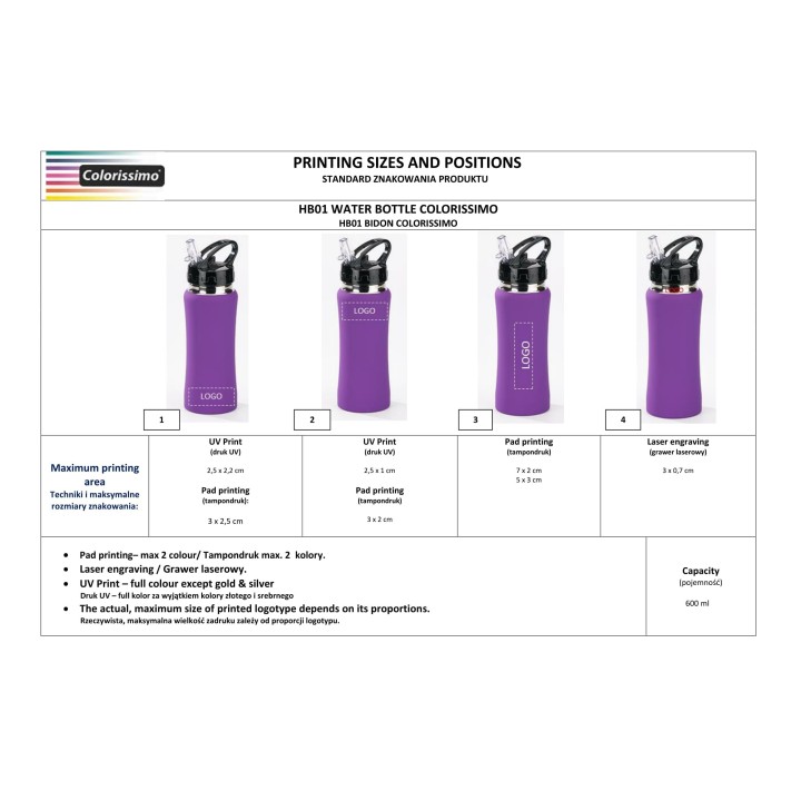 WATER BOTTLE 600 ml.