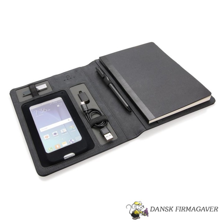 Notesbog med powerbank 3000 mAh