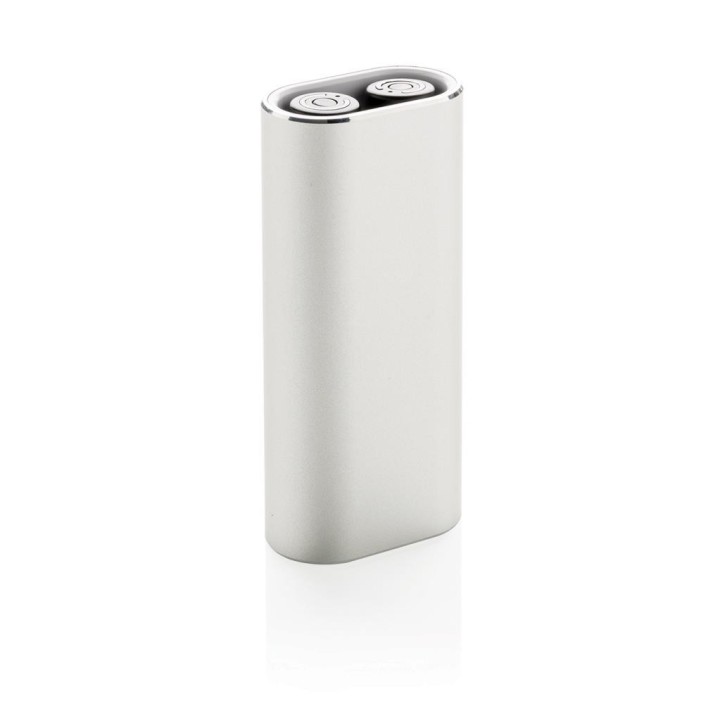 Ægte trådløs øretelefoner med 2.000 mAh powerbank, sølvfarve