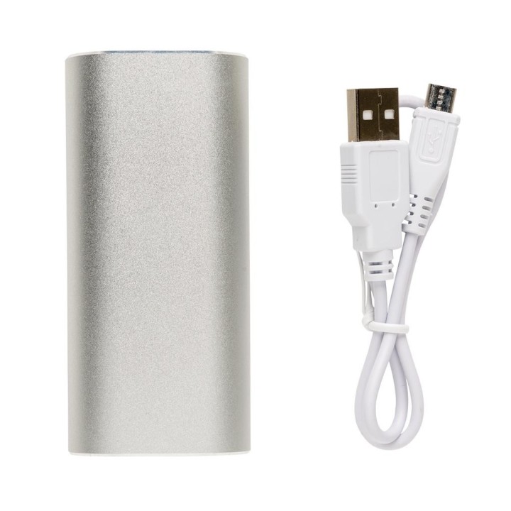 Ægte trådløs øretelefoner med 2.000 mAh powerbank, sølvfarve