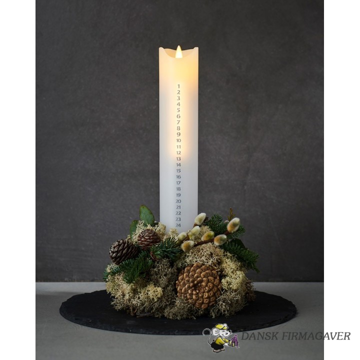 SARA KALENDERLYS Ø4,8XH29CM, HVID/ROMANTIC