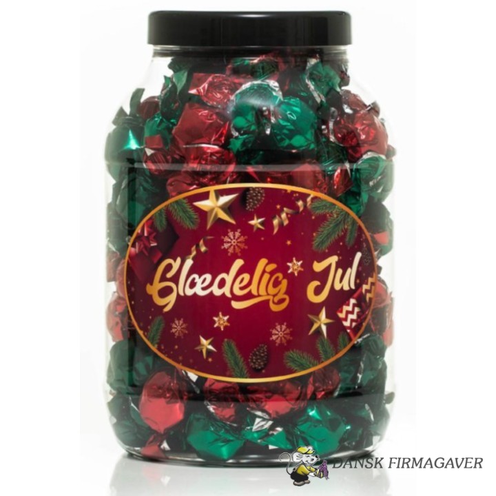Fyldte Chokolade kugler, bøtte med glædelig Jul