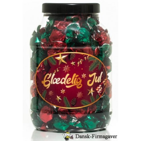 Fyldte Chokolade kugler, bøtte med glædelig Jul