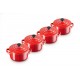 Le Creuset Minigryde 4 stk. 10 cm/0,25 L, Metallic Cerise