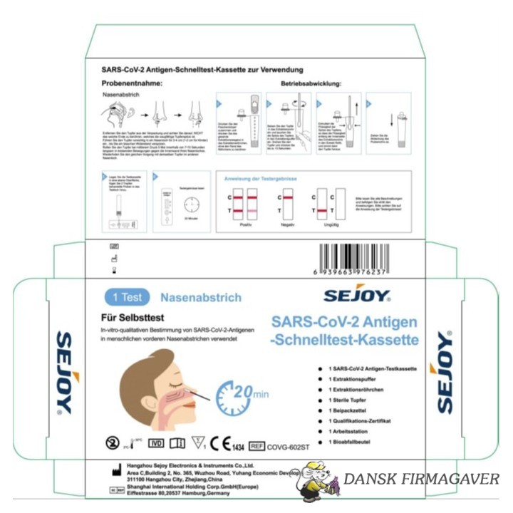 HURTIG ANTIGENTEST  CORONA SARS-CoV-2  -  selvtest, individuelt emballeret CE BfArm