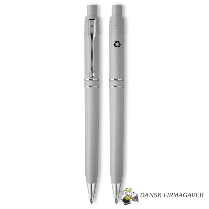 Kuglepen med logo - model RAJA Chrome Recycled