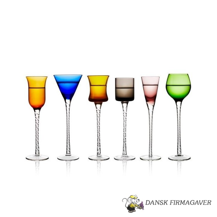 Lyngby Glas London Snapseglas 18 cm 6 stk. Assorterede