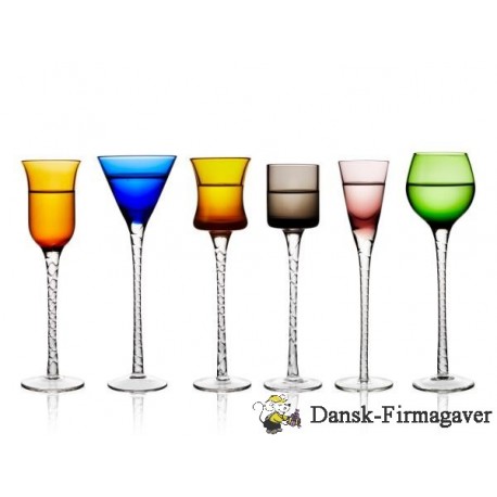 Lyngby Glas London Snapseglas 18 cm 6 stk. Assorterede
