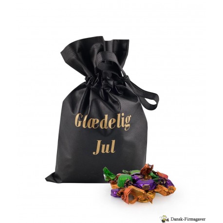 Sort stofpose m/tryk Glædelig Jul