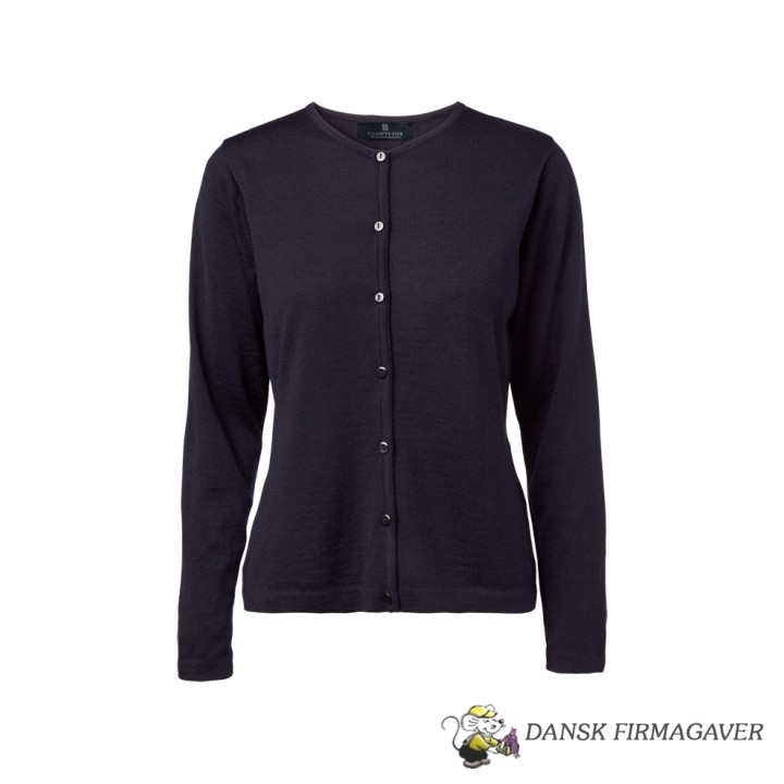 Dame Cardigan med O-hals