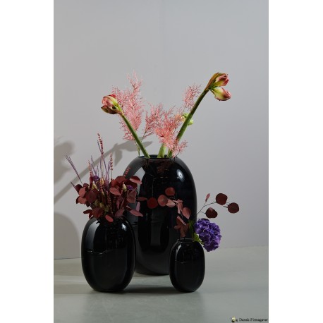 Sort/Opal Super glas Vase 16cm
