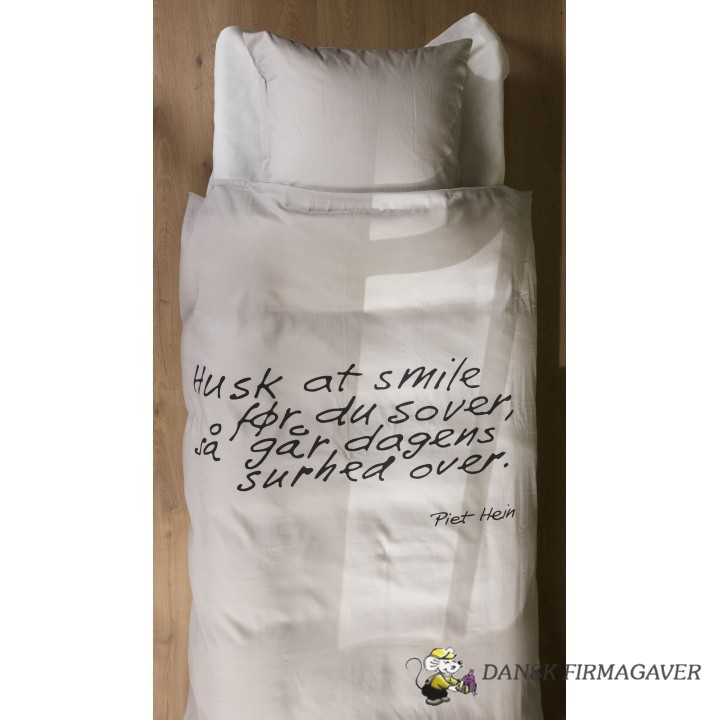 Sengesæt 2 sæt. Husk at smile - Soft Grey Piet Hein