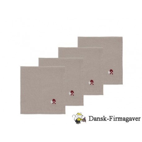 Södahl Christmas Hearts Embroidery Stofservietter 40 x 40 cm 4 stk. Dark red