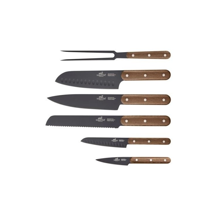 Lion Sabatier International Phenix Walnut Knivsæt 6 dele Sort/Træ
