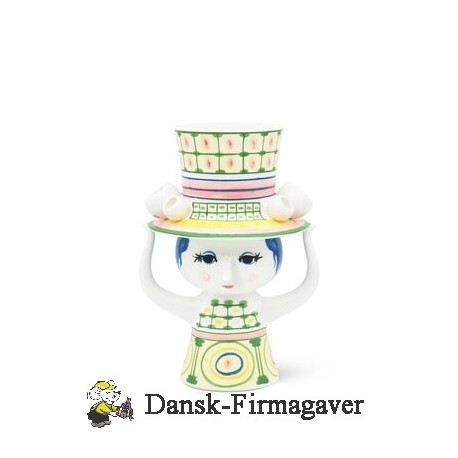 Dame med hat Vase H24,5 cm grøn