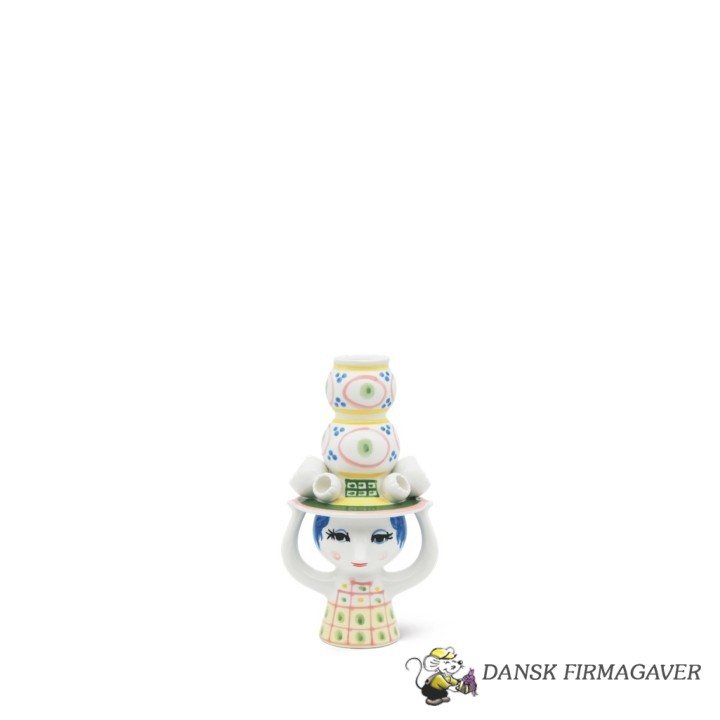 Dame med hat Lysestage H16 cm pink