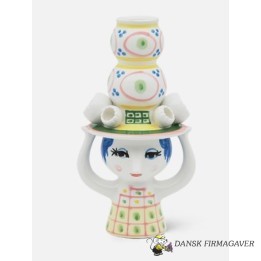 Dame med hat Lysestage H16 cm pink