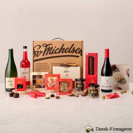 Kæmpe gavekuffert med Fairtrade chokolade, vin & saft
