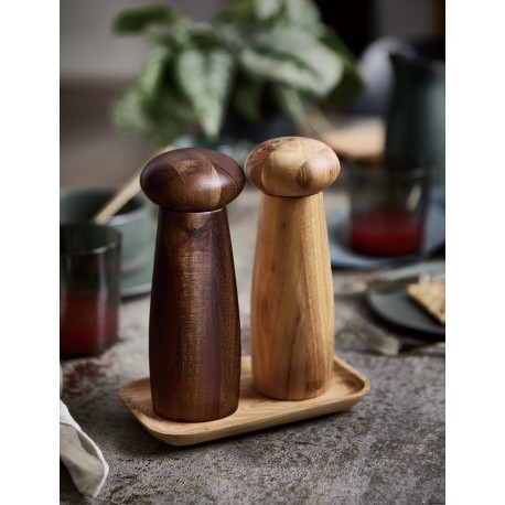 Raw Teak - Keramisk Kværnesæt med Bakke