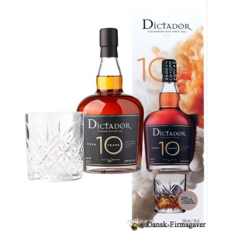 Dictador 10 år Gavesæt med 1 glas Solera Ultra Premium Reserve Colombia Rom 70 cl 40%