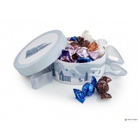 Hatteæske - Blue Winter, mixede chokoladekugler
