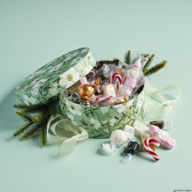 Hatteæske Grøn m. Blomster stor - Julemix 600 g.