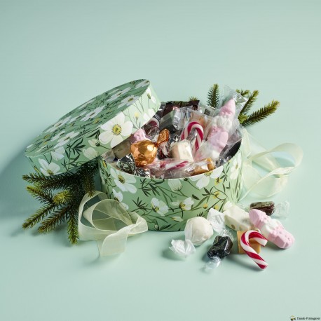 Hatteæske Grøn m. Blomster stor - Julemix 600 g.