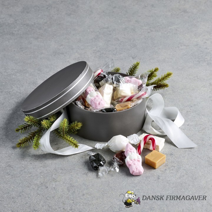 Hatteæske Grå m. Sølvkant - Julemix 300 g.