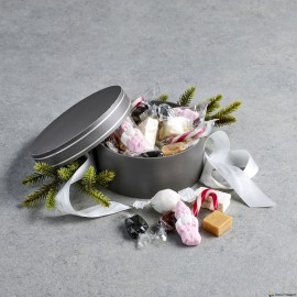 Hatteæske Grå m. Sølvkant - Julemix 300 g.