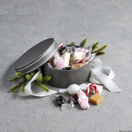 Hatteæske Grå m. Sølvkant - Julemix 300 g.
