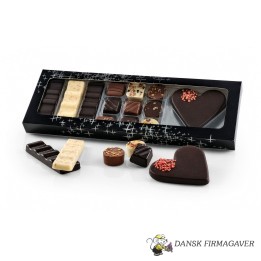 Sort/stjerner æske m/ chokolade, 210 g.