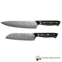Koniseur - Kokkekniv, Santoku og Skærebræt, 67 lag Damascus stål