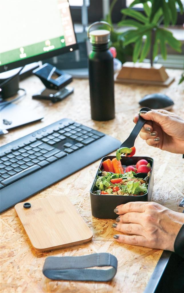 PP madkasse med "spork" & bambus låg Varenummer P269.611