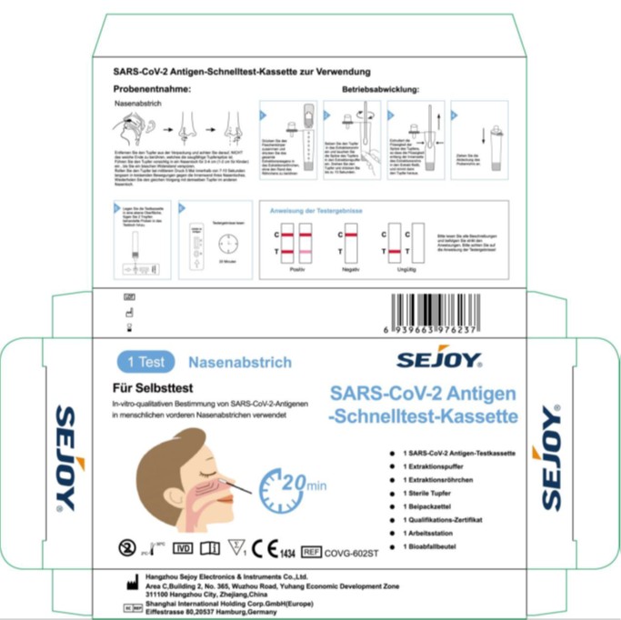 HURTIG ANTIGENTEST  CORONA SARS-CoV-2  -  selvtest, individuelt emballeret CE BfArm