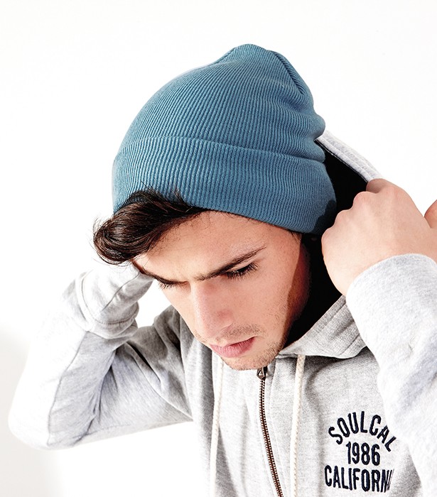 Original Cuffed Beanie - Strik Hue med Etiket Logo trykFarve Etiket lo