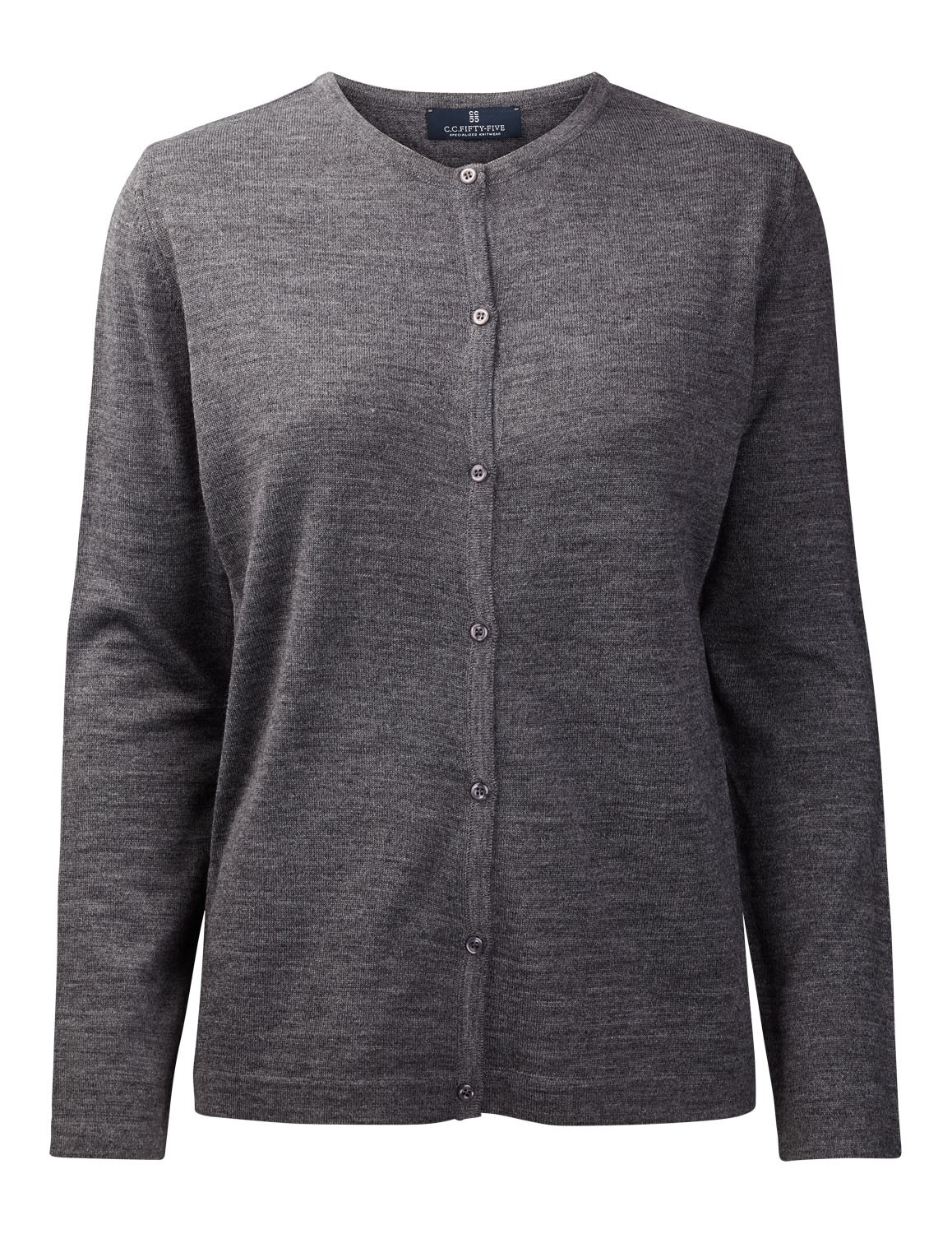 Dame Cardigan med O-hals