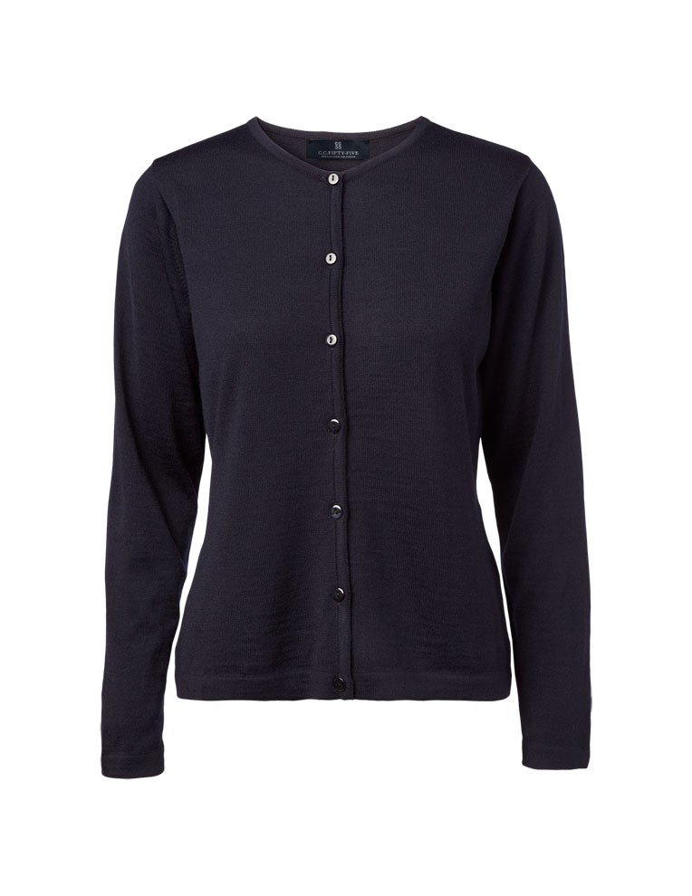 Dame Cardigan med O-hals