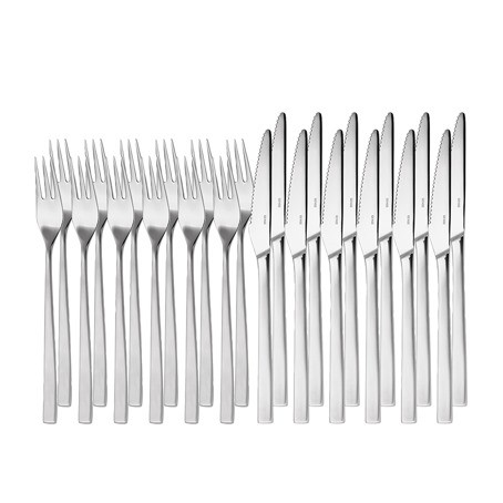 Gense Steakbestik/grillbestik 24 dele i mat/blank stål, Fuga