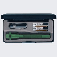 Mini AA lygte+Victorinox kniv i gaveæske