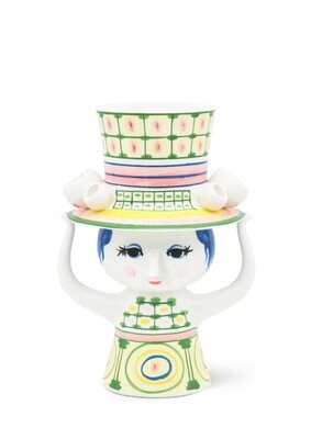 Dame med hat Vase H24,5 cm grøn