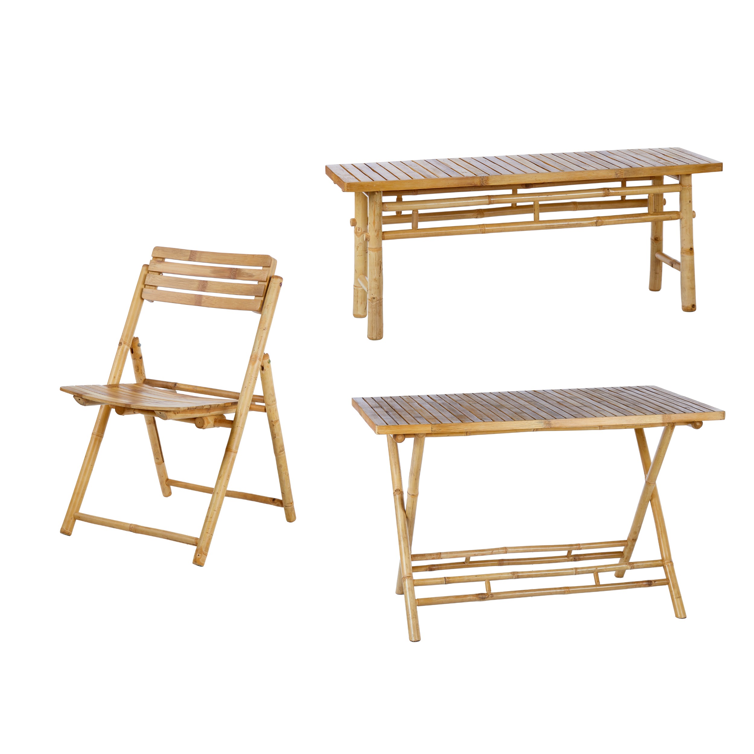 Sampak: Foldbart bord + Foldbar Stol + Bænk