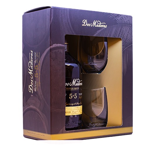 RUM "Dos Maderas" 5+5 - 40% i gaveæske med 2 glas