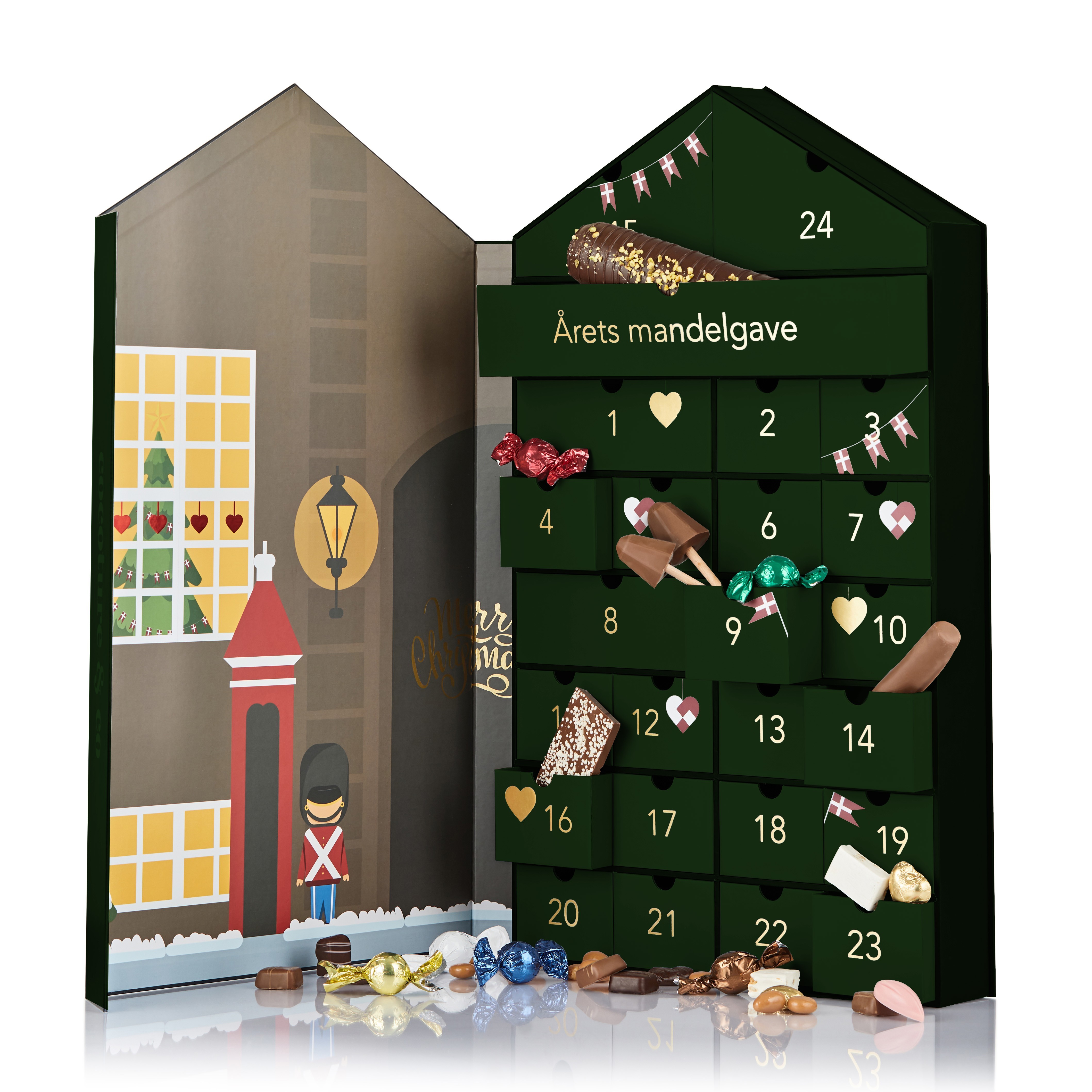 Kalenderhus - Mix af Fyldte chokolader, 500g. Dubai Marcipanbrød